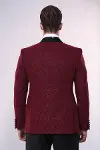 Bordo Şal Yaka Simli Smokin Ceket | Wessi-6