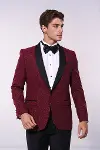 Bordo Şal Yaka Simli Smokin Ceket | Wessi-1