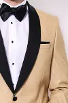 Sarı Şal Yaka Simli Smokin Ceket | Wessi-2