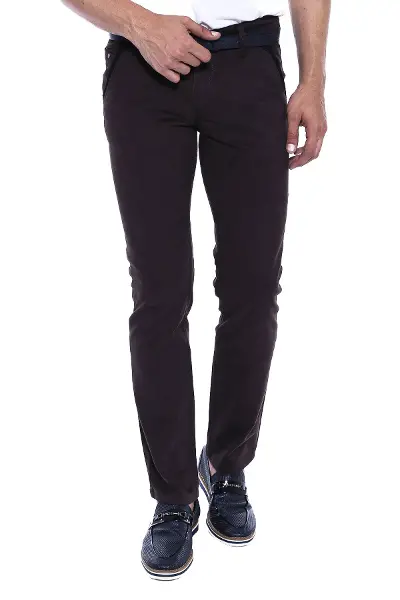 Gabardin Cepli Koyu Kahverengi Erkek Pantolon - Wessi