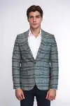 Ekose Slim Fit Tek Düğme Yeşil Erkek Ceket - Wessi-2