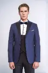Wessi Erkek Desenli Lacivert Damatlık Slim Fit Takım Elbise - Wessi-2