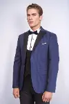 Wessi Erkek Desenli Lacivert Damatlık Slim Fit Takım Elbise - Wessi-3