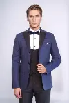 Wessi Erkek Desenli Lacivert Damatlık Slim Fit Takım Elbise - Wessi-4
