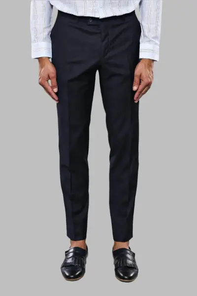 Slim Fit Düz Lacivert Erkek Kumaş Pantolon - Wessi