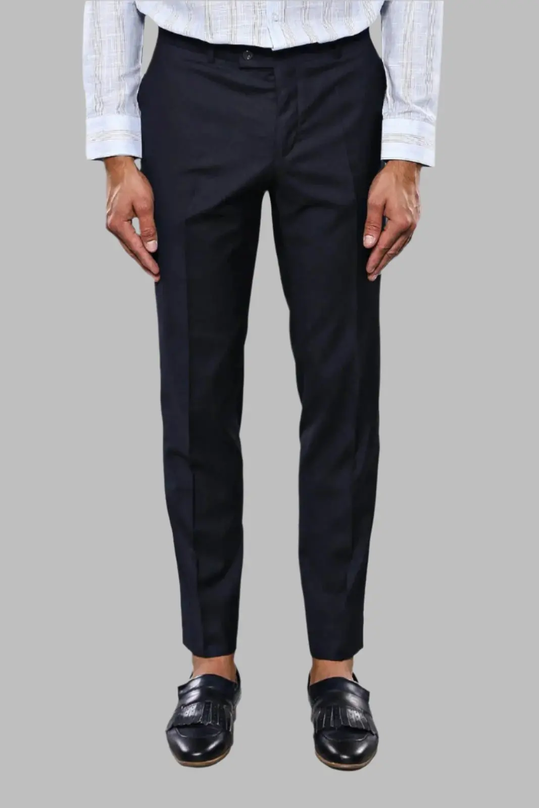 Slim Fit Düz Lacivert Erkek Kumaş Pantolon - Wessi
