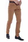 Desenli Slim Fit Pamuk Taba Erkek Pantolon - Wessi-2