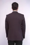 Düz Bordo Slim Fit Yelek Ceket Set | Wessi-5