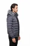 Kürklü Gri Erkek Şişme Mont - Wessi-4
