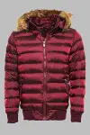 Kürklü Kapüşonü Bordo Erkek Şişme Mont - Wessi-9