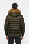 Haki Kürklü Erkek Şişme Mont - Wessi-5