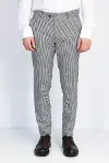 Kaz Ayağı Desenli Slim Fit Gri Erkek Pantolon - Wessi-2