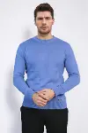 Bisiklet Yaka Lacivert Triko Kazak - Wessi-6
