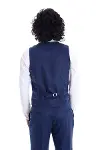 Ekose Yelek Düz Pantolon Lacivert Erkek Takım - Wessi-3
