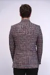 Ekose Slim Fit Bordo Erkek Ceket - Wessi-6