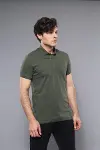 Polo Yaka Düz Haki Erkek T-shirt - Wessi-2