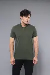 Polo Yaka Düz Haki Erkek T-shirt - Wessi-1