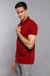 Polo Yaka Düz Bordo Erkek T-shirt - Wessi-2