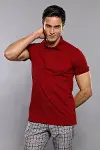 Polo Yaka Düz Bordo Erkek T-shirt - Wessi-3