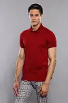 Polo Yaka Düz Bordo Erkek T-shirt - Wessi-1
