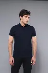 Polo Yaka Düz Lacivert T-shirt | Wessi-2