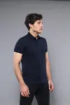 Polo Yaka Düz Lacivert T-shirt | Wessi-3