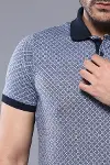 Desenli Polo Yaka Mavi T-shirt | Wessi-2