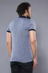Desenli Polo Yaka Mavi T-shirt | Wessi-3