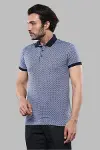 Desenli Polo Yaka Mavi T-shirt | Wessi-1