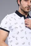 Desenli Beyaz Polo Yaka T-shirt | Wessi-2