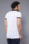 Desenli Beyaz Polo Yaka T-shirt | Wessi-3
