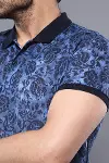Çiçek Desenli Mavi Polo Yaka T-shirt | Wessi-2