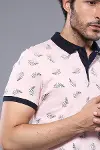 Çiçek Desenli Pembe Polo Yaka T-shirt | Wessi-2