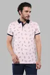 Çiçek Desenli Pembe Polo Yaka T-shirt | Wessi-1