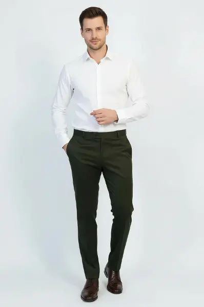 Desensiz Slim Fit Yeşil Erkek Pantolon - Wessi