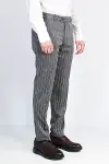 Çizgi Desen Gri Erkek Kumaş Pantolon - Wessi-3