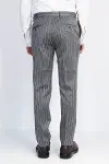 Çizgi Desen Gri Erkek Kumaş Pantolon - Wessi-5