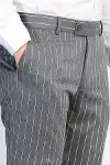 Çizgi Desen Gri Erkek Kumaş Pantolon - Wessi-1