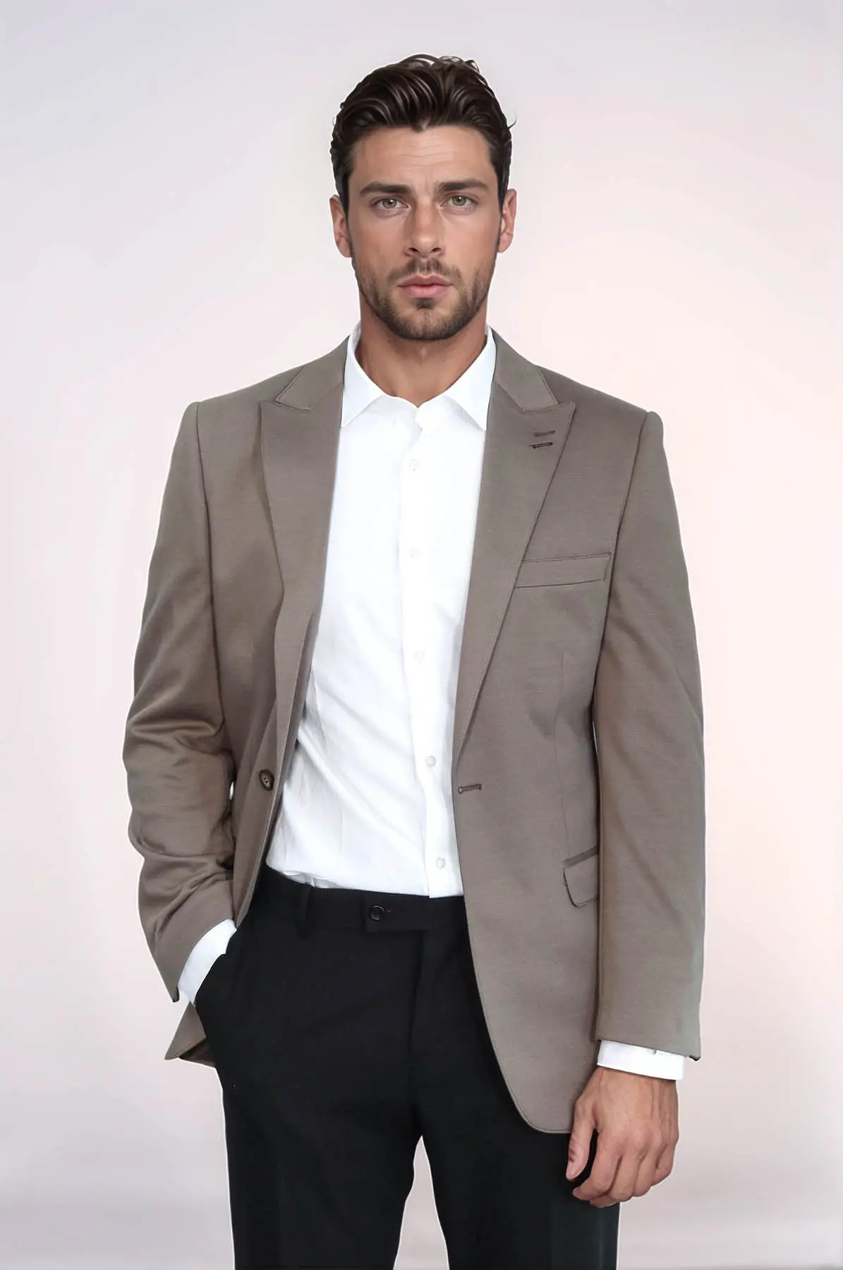 Penye Bej Slim Fit Ceket | Wessi