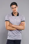 Çiçek Desenli Polo Yaka Gri T-shirt | Wessi-2