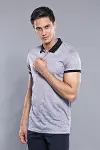 Çiçek Desenli Polo Yaka Gri T-shirt | Wessi-5