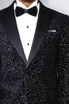 Leopar Desenli Slim Fit Siyah Erkek Smokin Ceket - Wessi-2
