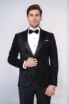 Leopar Desenli Slim Fit Siyah Erkek Smokin Ceket - Wessi-5
