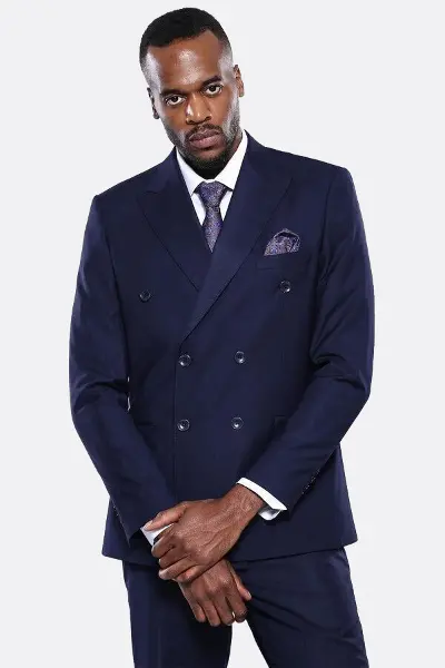 Kruvaze Modern Fit Lacivert Erkek Takım Elbise - Wessi