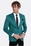 Pamuk Slim Fit Desensiz Yeşil Erkek Ceket - Wessi-5