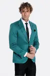 Pamuk Slim Fit Desensiz Yeşil Erkek Ceket - Wessi-7
