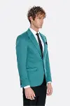 Pamuk Slim Fit Desensiz Yeşil Erkek Ceket - Wessi-8