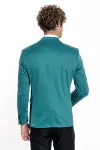 Pamuk Slim Fit Desensiz Yeşil Erkek Ceket - Wessi-9