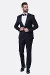 Yaka Pileli Lacivert Slim Fit Damatlık Takım Elbise | Wessi-7