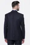 Yaka Pileli Lacivert Slim Fit Damatlık Takım Elbise | Wessi-8